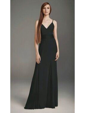 White Vera Wang New Black Long Gown V-Neck Mermaid Bridesmaid Dress Size 4